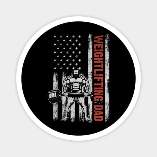 Weightlifting Dad American Flag Father's Day 4th Of July Gift Magnet